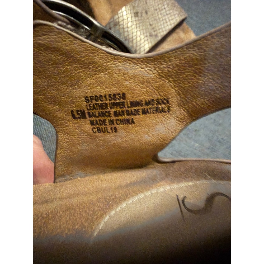 Born Womens Tan Leather Wedge Sandals Slingback Platform Shoes D62402 Size 8.5 - Picture 8 of 11
